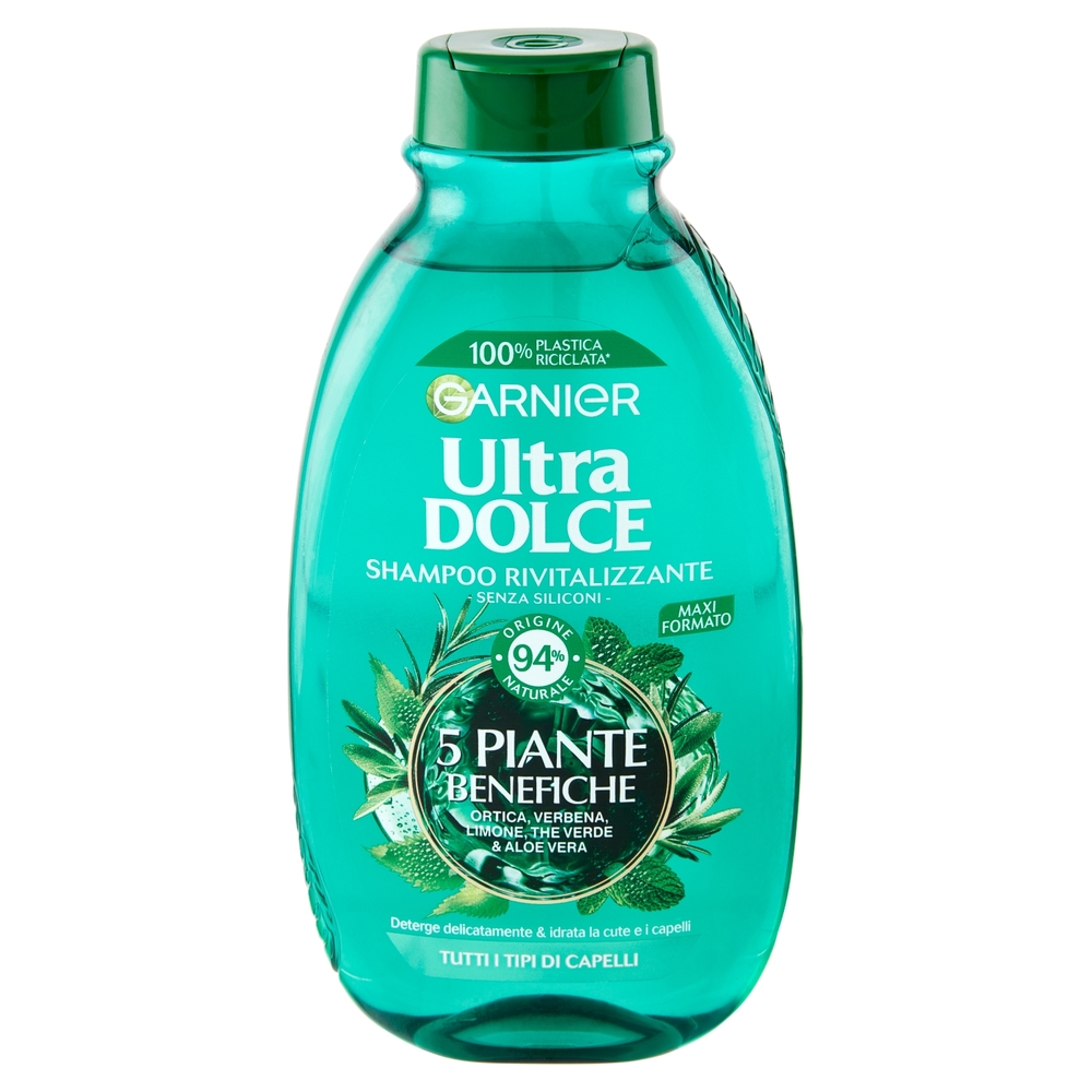 Garnier Ultra Dolce Shampoo 5 Piante per capelli normali, senza parabeni, estratti naturali, 300 ml
